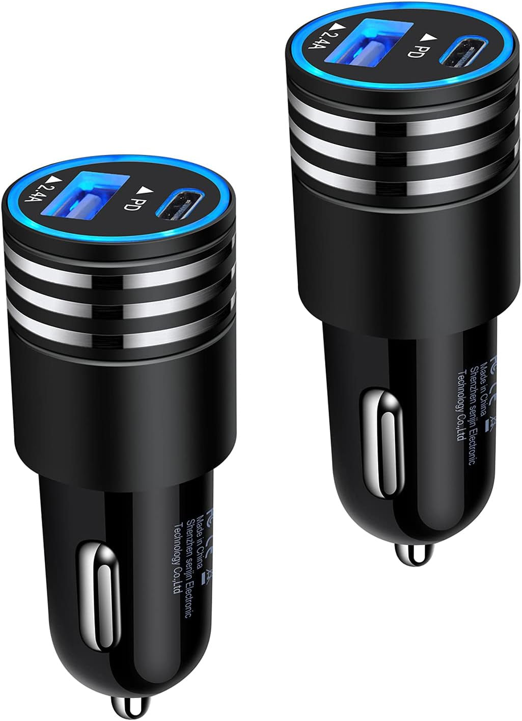 Fast Charging USB C Car Charger for Iphone 16 15 14 13 12 Pro Max SE XR XS X Samsung Galaxy S25 S24 S23 S22 S21 Note20 Google Pixel 9/8 Pro/7A/7 Pro/6A/6/5/4A/4/3,2Pack 30W PD+2.4A Type C Car Adapter