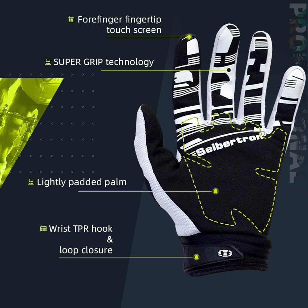 Unisex BMX MX ATV MTB Racing Mountain Bike Bicycle Cycling Off-Road/Dirt Bike Gloves Road Racing Motorcycle Motocross Sports Gloves Touch Recognition Full Finger Glove