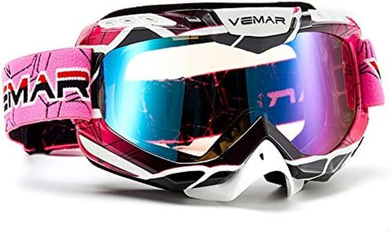 Motorcycle Motocross Goggles ATV Racing Goggles Dirt Bike Tactical Riding Motorbike Goggle Glasses, Bendable Windproof Dustproof Scratch Resistant Protective Safety Glasses (Pink)